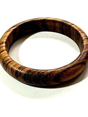 Boho Chic Wooden Bangle Bracelet Natural Zebra Wood Grain Pattern Earthy